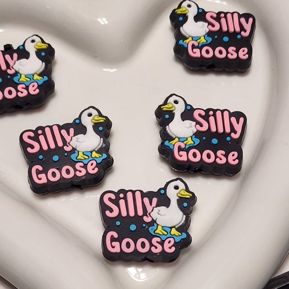 Silly Goose Beads 2 Pcs Focal Beads Beaded Pen Jewelry Charms Silicone